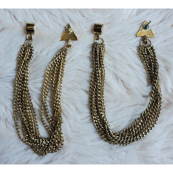 Gold chain dangle earrings - Picture 8 of 15